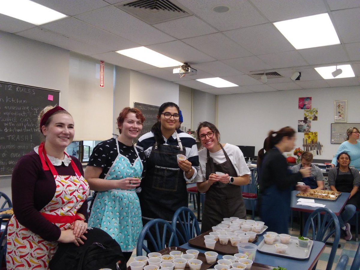 pennstateNUTR's tweet photo. Nutritional Sciences students in NUTR 320: Science and Methods of Food Preparation had a fun day seeing how their favorite recipes tasted when they lowered total fat, saturated fat, added sugars or made them gluten free or vegan. #weare #pennstatenutr https://t.co/fJc6d15vb7