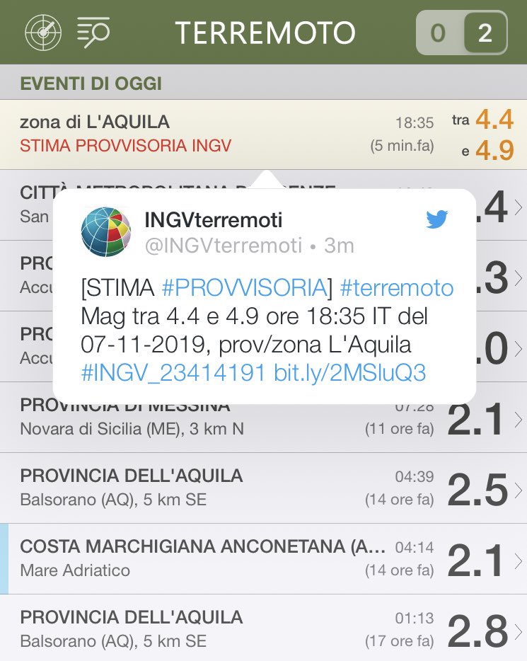 Mustapha1508's tweet photo. #Terremoto si è avvertito benissimo a #Roma zona #Talenti magnitudo al momento provvisorio tra 4.4 e 4.9 epicentro #Acquila @TrastevereRM #7Novembre https://t.co/QwFFj7YrwF