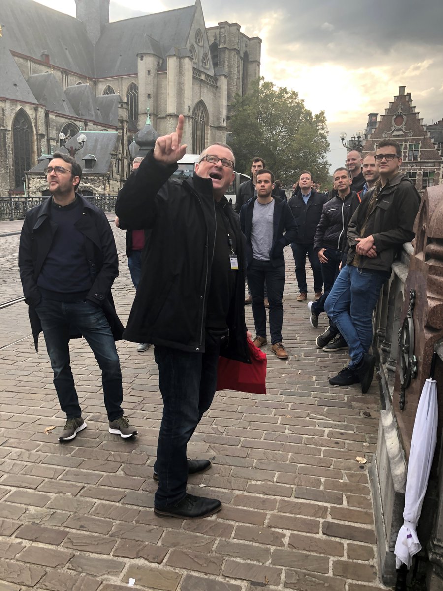 Inimcocom's tweet photo. We had a really cool teambuilding event in Ghent; the city guide (Ben) was almost a stand-up comedian, we tasted some Belgian beers and wrapped up the evening in a restaurant in the famous Patershol area #mycolleaguesarebetterthanyours #ghent #iot #IIoT https://t.co/kncGpKFnLZ