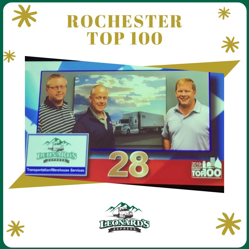 leonardsexpress's tweet photo. Leonard's Express attended the #ROCTOP100 event last night and ranked number 28! We had so much fun celebrating this amazing achievement and are truly honored to be recognized. Thank you to our Leonard's family &amp; to the @RochesterChambr 

#LeonardsExpress #BuildingPositiveCulture https://t.co/u474WpnGMo