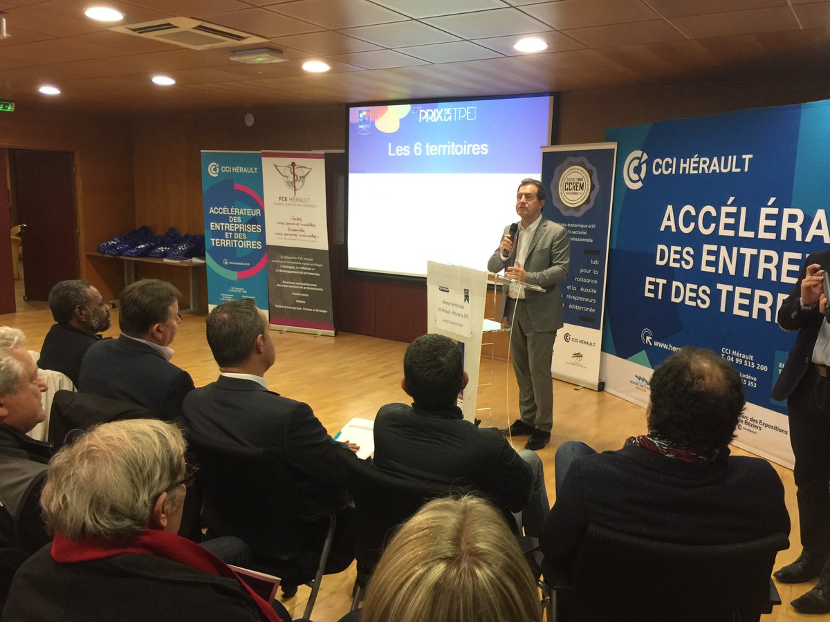 CCIHerault's tweet photo. Plus de 90 participants présents pour la remise territoriale Est Herault du @PrixDeLaTPE 2019. Avec 197 candidatures sur les 6 territoires ce concours est un succès qui valorise les #entrepreneurs de proximité.  Rdv à #LaPlaceCreatice le 29 nov. pour la finale #PrixTPE #LPC2019 https://t.co/ZxrUbP6QDd