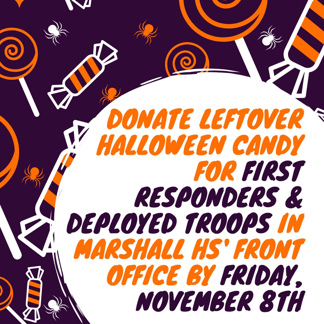 GCMSGA's tweet image. You’ve got ☝️ more day to drop off your 🎃 🍭 at Marshall before we 🚢 it. We’ve got about 💯 pounds so far!