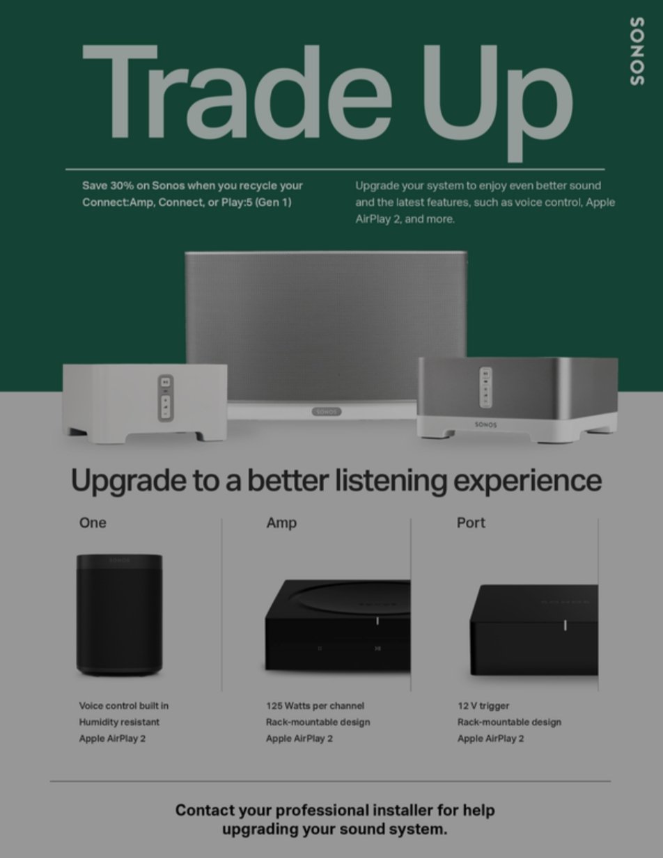 Halsten Entertainment on a new @Sonos speaker? Now is chance to buy and save with Sonos Trade-Up program! Save 30% on new Sonos when you recycle your Connect:Amp,