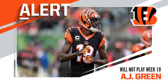 Bengals news: A.J. Green will not play in Week 10 vs. Ravens