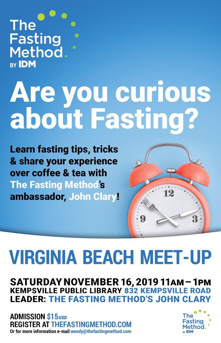 jcvbva's tweet photo. I'm hosting a live meetup in Virginia Beach on Saturday, November 16. This is the kickoff of The Fasting Method's Ambassador Network program. Join us! https://t.co/VwJRa8OubL https://t.co/96GMGpBfC8