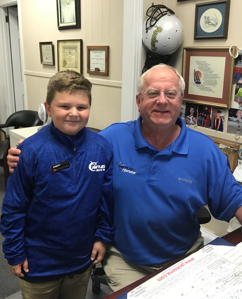 chatleeboats's tweet photo. Mr. Robert Slate interviews with possible future boss Mr. Robbie Yow.  Robert dressed up as a member of the  Chatlee Marine Sales Team for career day at Tramway Elementary School.   "Enough playing, now get back to work"

See us before you buy, we will SAVE YOU MONEY! https://t.co/nG20VdDqiC