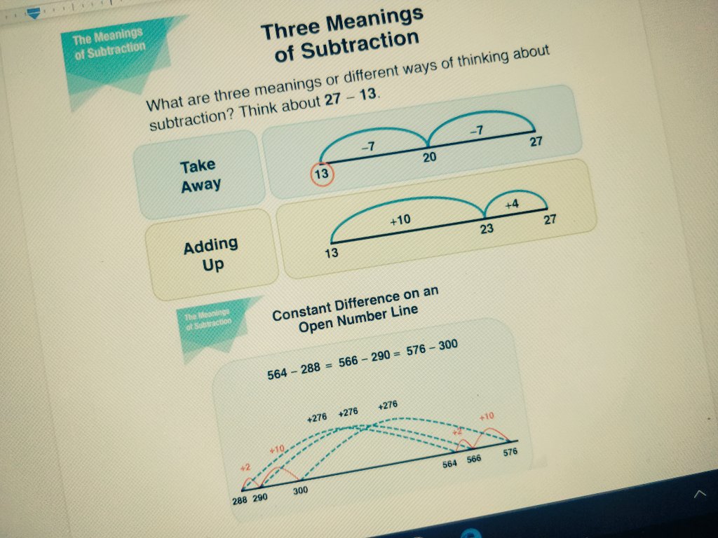 GLewisOCT's tweet photo. Day 3 #MathFacilitator: At @DArcyMcGeeTCDSB w/ @BartVanslack; Change 'equals' to 'is the same as', "All subtraction is really an adding question", PartS/Whole relationships, #NumberLine, #AlexLawson continuum. Such passionate teachers! #MathUpSchool @dduff77 #mathchat https://t.co/QFDKTGqRLm