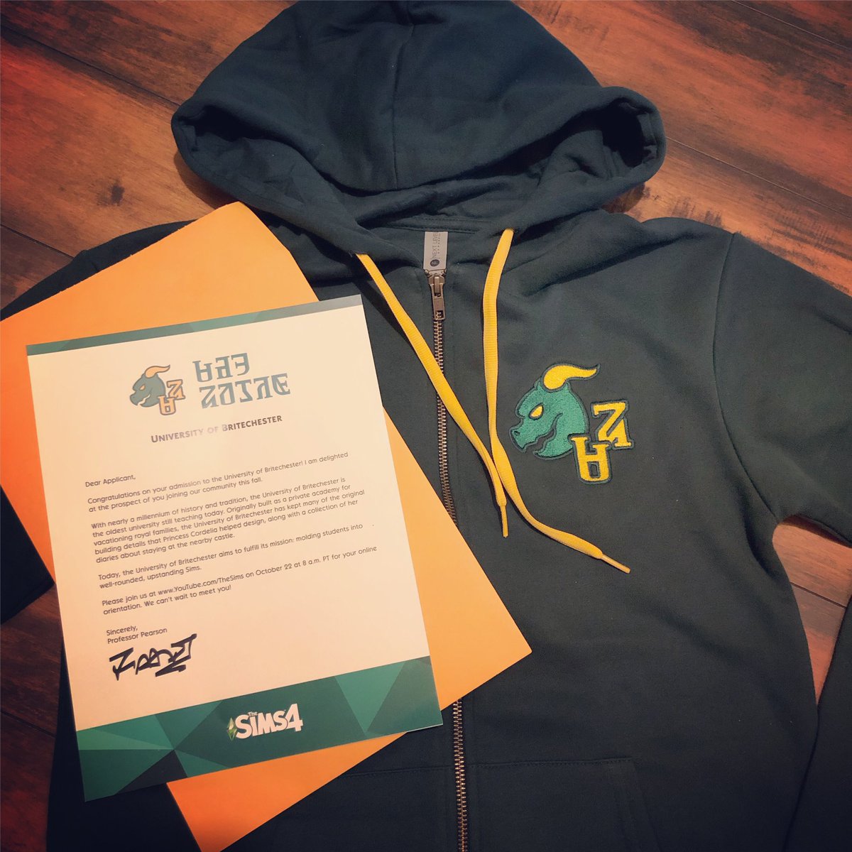 KrystinPlays's tweet photo. Accepted to Britechester University (aka Sims University 🥳) Gonna wear my hoody with pride 🥰😍 #Sims4University #SimsCamp https://t.co/F5gU4GY950