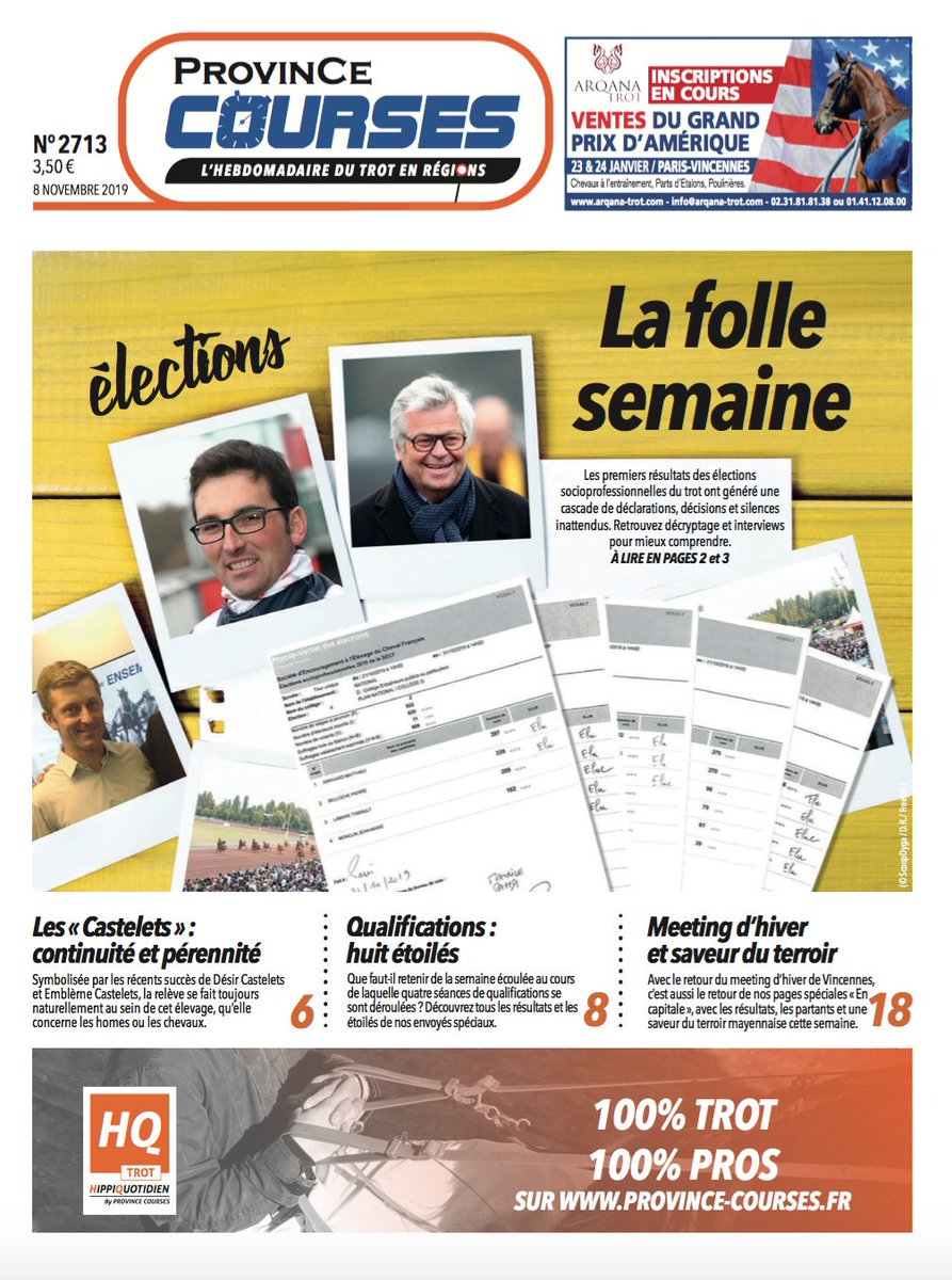 ProvinceCourses's tweet photo. 🔶[PROVINCE COURSES L’HEBDO]🔶
Au sommaire :
- Élections : réactions, décryptage et interview de Jean-Pierre Barjon
- @BoldEagle_Trot &amp; @FaceTimeBourbon : les drivers
- Un ⭐️⭐️⭐️ aux qualifications (@Osarus_Trot)
- Focus sur l'élevage @LesCastelets 
- Résultats, partants, pronos https://t.co/H3kbuyMLy2