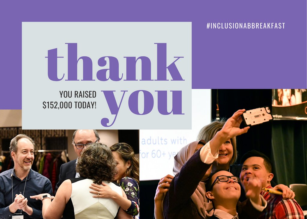 InclusionAB's tweet photo. Thank you, Calgary! You raised more than $150,000 at today's #InclusionABbreakfast and we have 11 new Dream Makers. Your donations will change lives and change communities. https://t.co/Ho8bnEGZ24