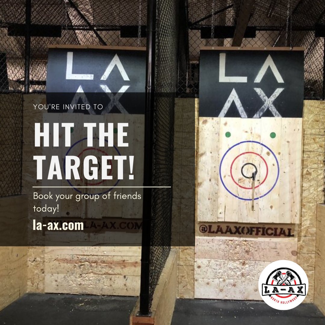 LAAXofficial's tweet photo. Come and discover the thrill of throwing an axe and hitting the target. Book a night out with some friends and our expert coaches will be waiting to show you how to throw down.  #axthrowing #booknow #axes
https://t.co/xYM7sLGrGs https://t.co/jCU648i9Hb