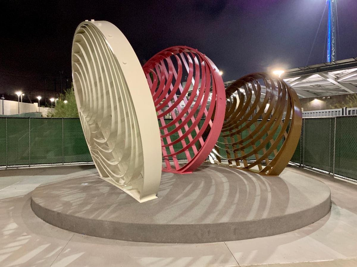 Associate Professor Ruben Ochoa has installed his first public sculpture "Mis Maracadores" for the San Ysidro Land Port of Entry.