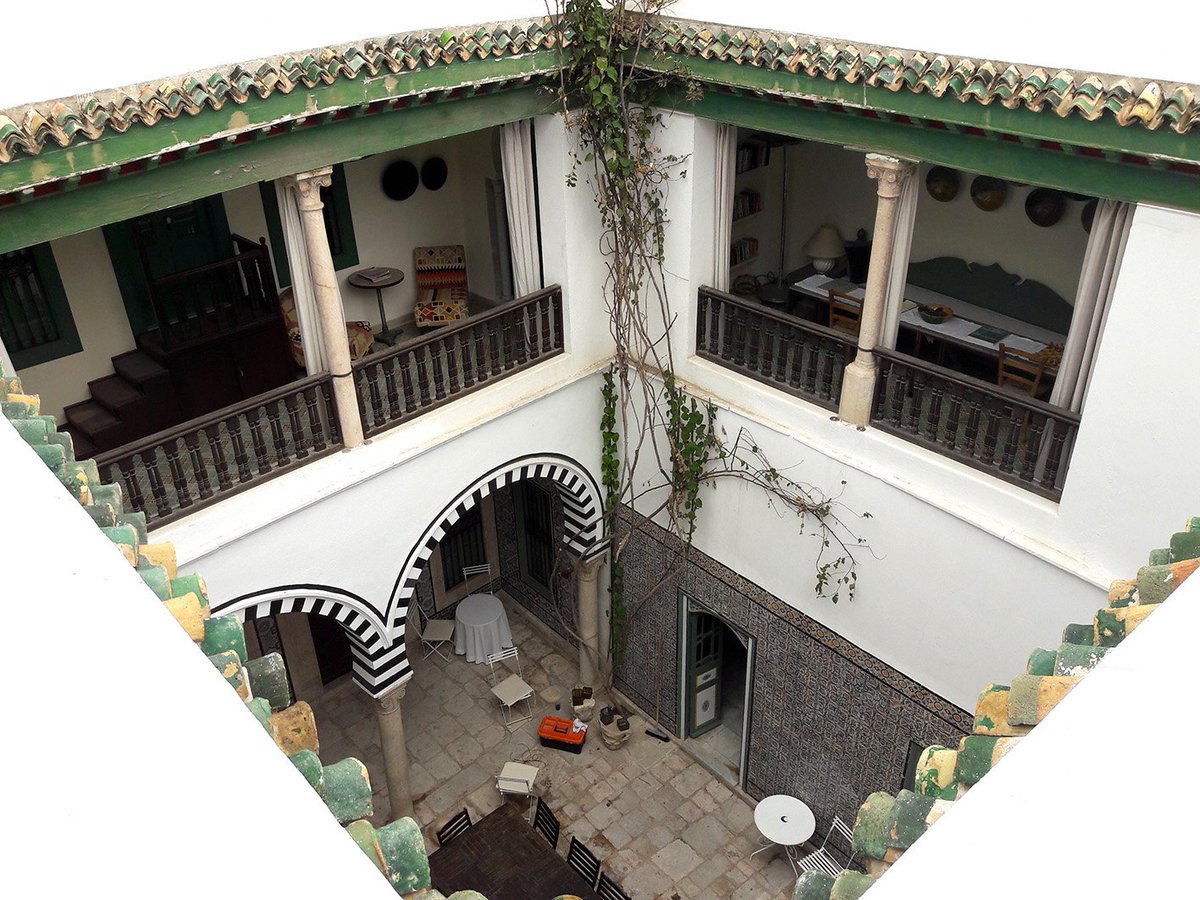 Courtyard houses are great forms of sustainable architecture, allowing passive cooling, ventilation and lighting, while also maintaining privacy. Dar Bengacem in the medina of Tunis is a beautiful example.  #Tunisia 