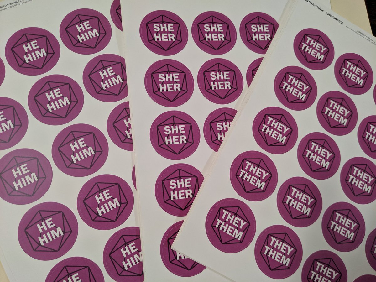 IanGGould's tweet photo. Confirmed: we have pronoun stickers!!

Thanks a ton @ladydzra for getting these to us, right before our #EXTRALIFE convention this month! If you play #dnd in NC and want to get down, come and check us out!! DDEP09-01, OPEN2019, #cookiebag, and more!!

https://t.co/cnKLGszF0m https://t.co/BC4Ay6Xcd4