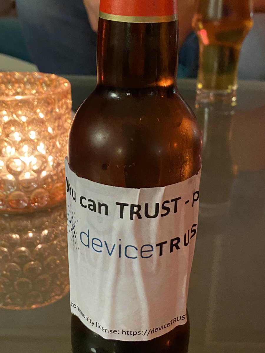 Thank you devicetrust for the beer #e2evc @E2EVC !
