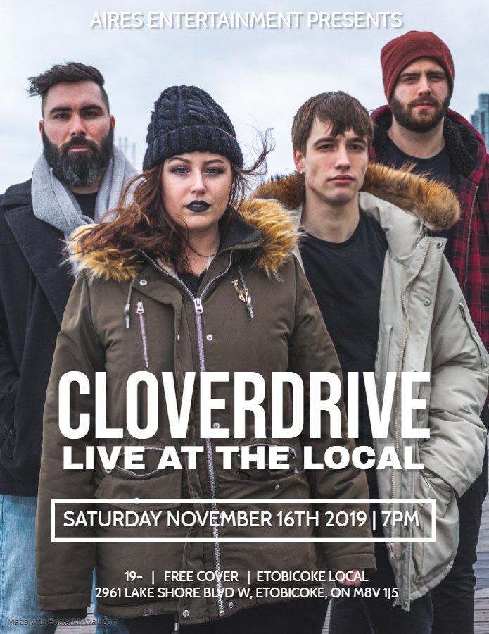 BACK BY POPULAR DEMAND! <a href="/cloverdriveband/">Cloverdrive</a> @ Etobicoke Local , 2961 Lakeshore Blvd (at Islington) on Saturday 16th November from 7 PM - 10 PM 🎤 🎸🥁 #alternative #rock #pop  #livemusic  #musicians  #band #etobicoke #TorontoEvents  #love