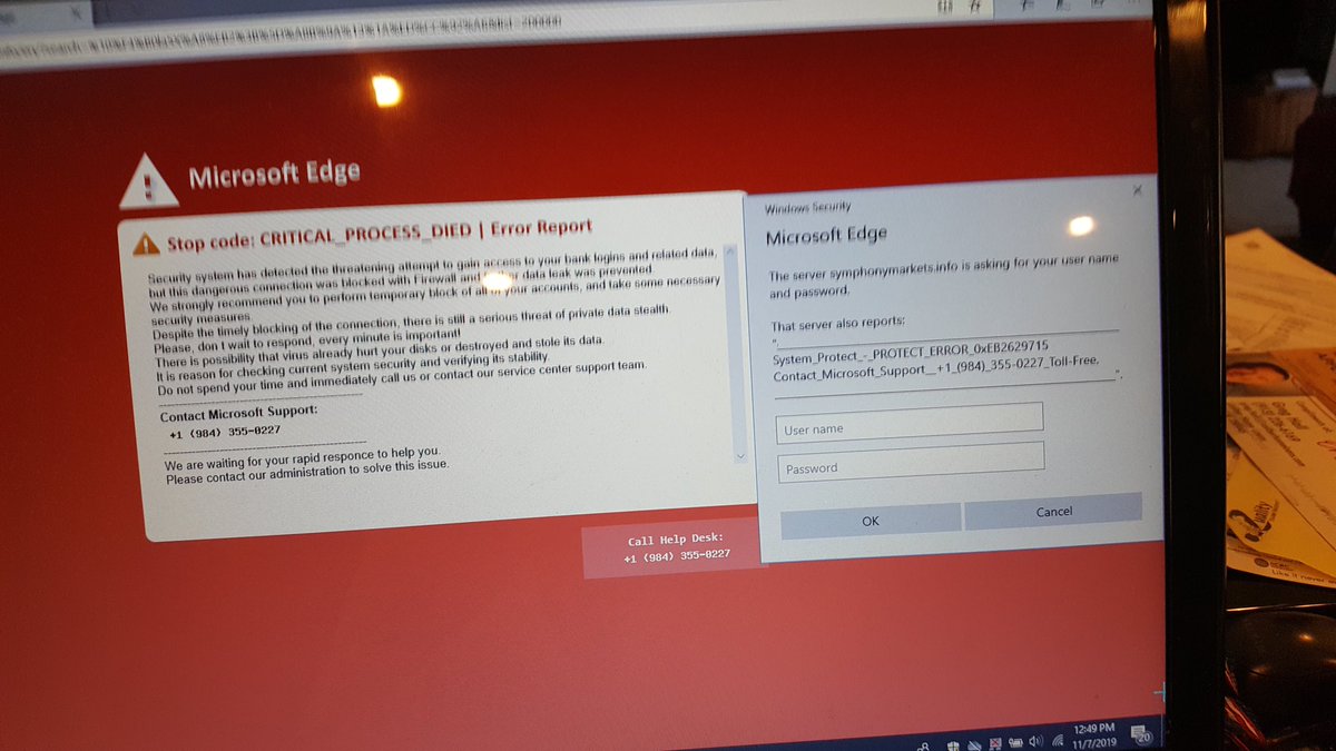 callintegralnow's tweet image. SCAM ALERT: Here’s a picture of the latest scam making its way around the Internet that appeared on one of our customers devices. If this message pops up on your computer, smartphone or tablet, reboot your device to remove it. #cyberaware #tectips #cybercrime