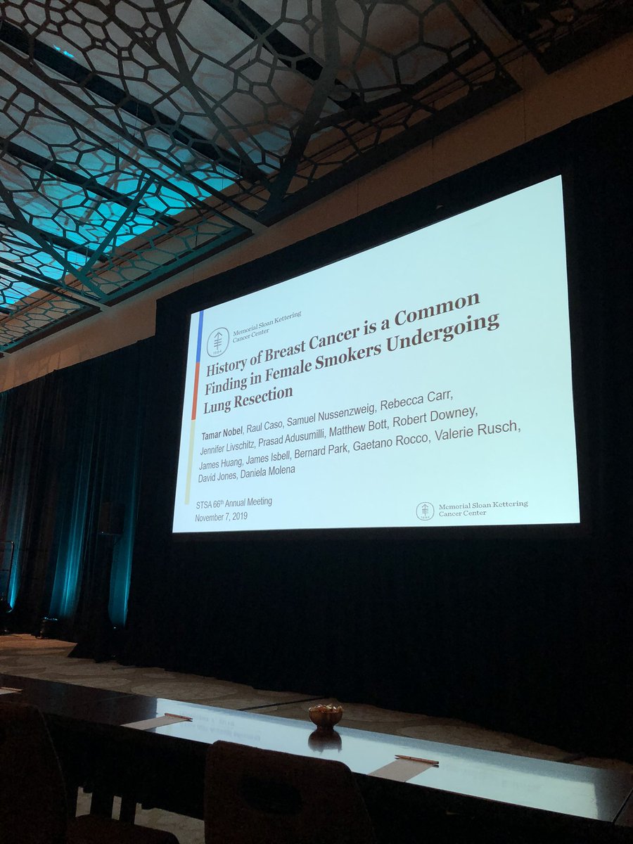 Great talk by @TamarNobel on lung ca resection in females with prior history of breast cancer! @Daniela_Molena @OfficialSTSA @MSK_Thoracic #STSA2019