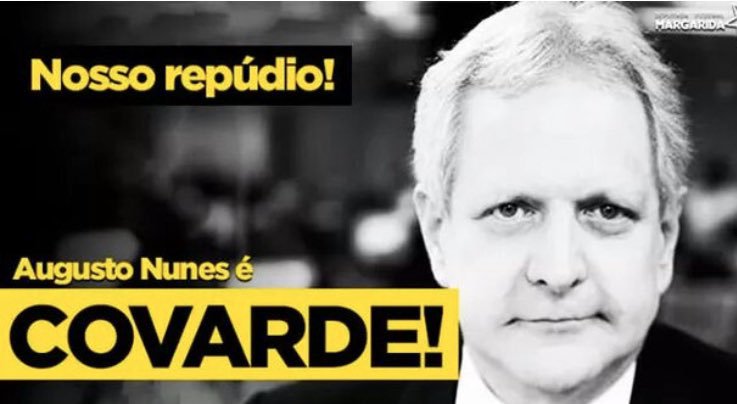 valeriaqibrasil's tweet photo. Certamente esse sujeito, NÃO pode ser chamado de Jornalista.Os VEÍCULOS de COMUNICAÇÃO,que de fato são sérios e éticos, NÃO PODEM COMPACTUAR com esse tipo de gente, que AGRIDE , E FAZ INSINUAÇÕES , DESRESPEITANDO O ENTREVISTADO.
#ForaPanico
#ForaAugustoNunes
#MeuApoioaGlenn https://t.co/LPbG8XXSWB