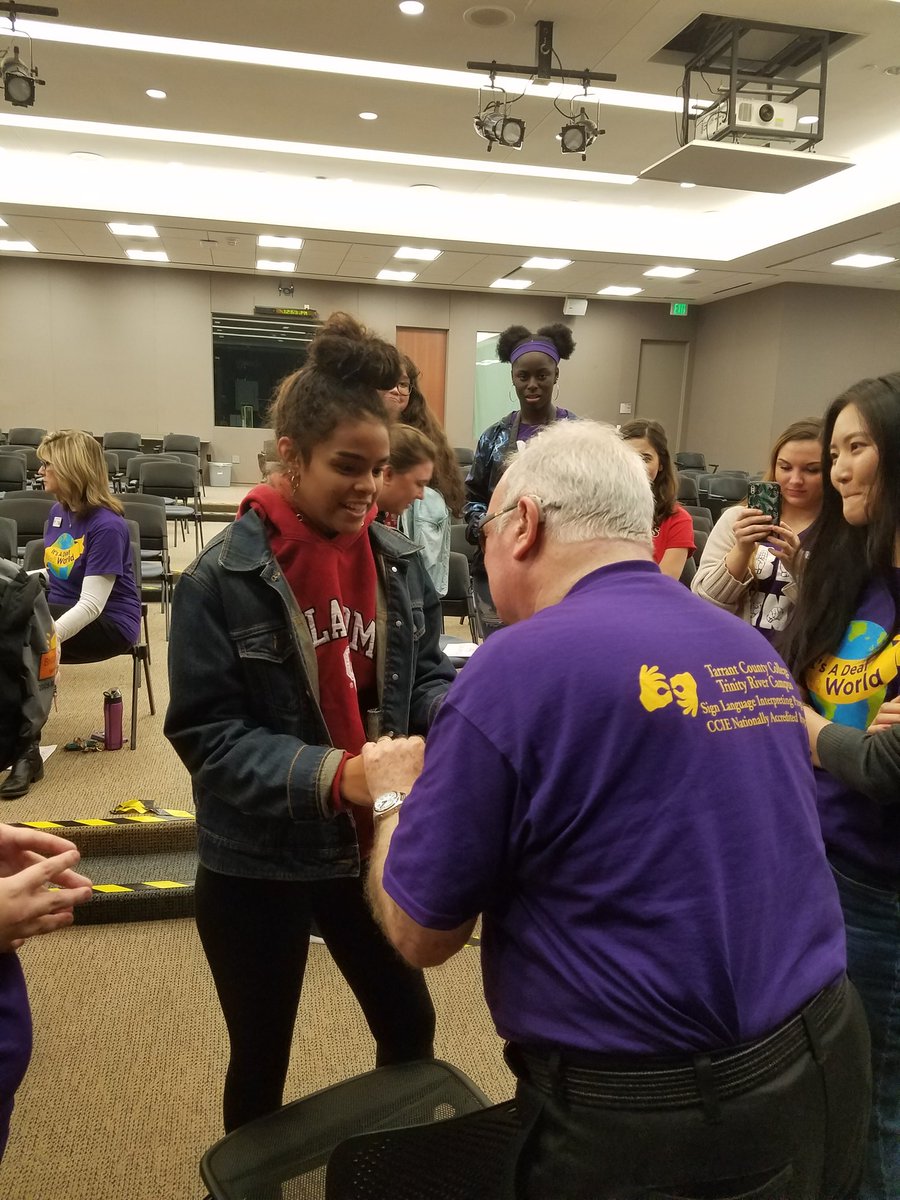More pictures from a great day at Deaf Deaf World. Here students are meeting Alice and Jack, 2 of the Deaf-Blind adults who presented today <a href="/Marcus_HS/">Marcus High School</a> <a href="/marcusaslclub/">Marcus ASL Club</a> #Marcusconnects #ASLRocks #lifechangingmoments