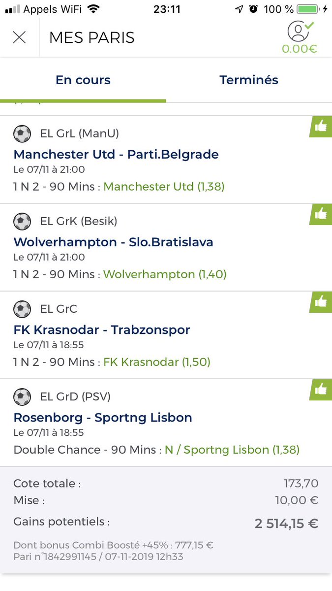 Loicmlnl's tweet photo. Ça va plutôt bien ce soir .... et vous ? 😭😭😭 #FFL #lebuta2500balles @ParionsSport @FCPorto https://t.co/ZS0RZbONK4