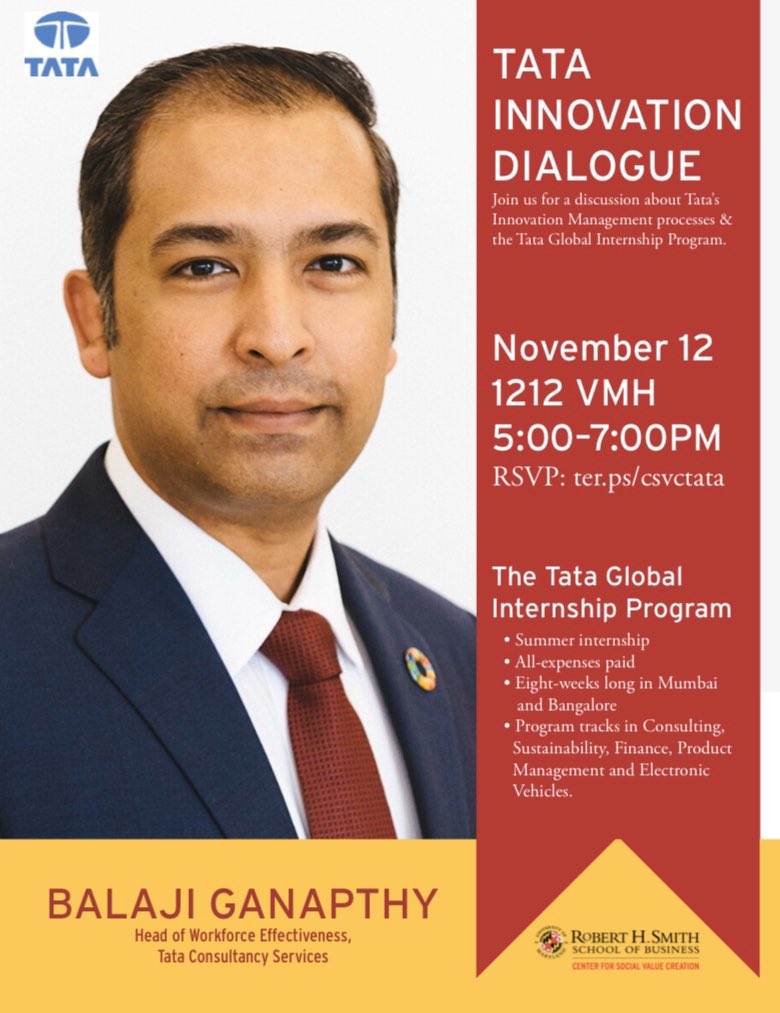 CreatingValue's tweet image. Want to be paid to intern in India? Want to work for a multi-billion dollar company with subsidiaries like Jaguar? The Tata Global Internship Program (TGIP) is for you! 😊 Learn more at the Tata Innovation Dialogue on November 12!

Register here: ter.ps/csvctata