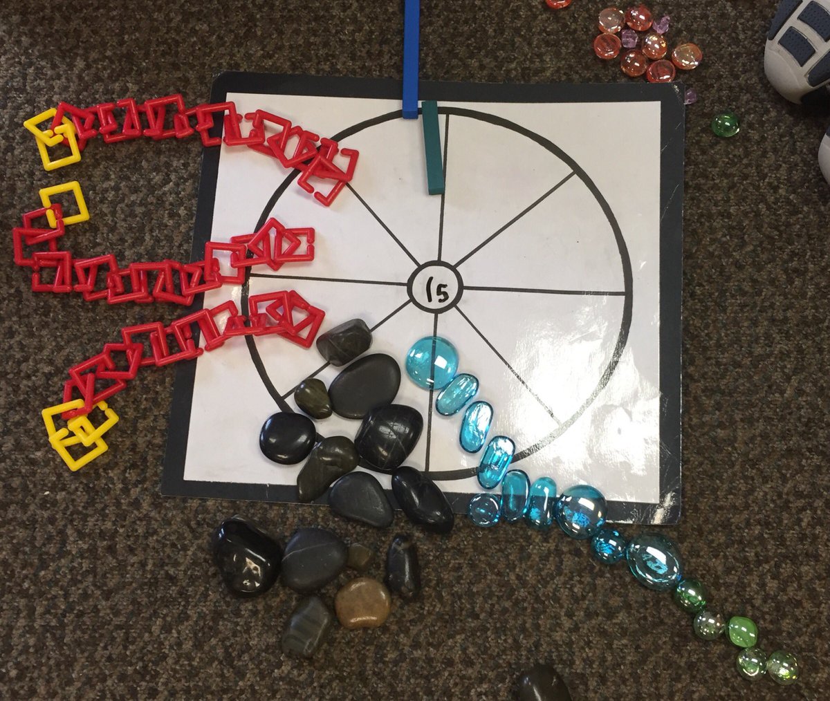 Today’s Math Challenge - How many ways can you build 15? Some reverted back to simply “representing 15” so we co-created “building 15” (talked about 2 addends, some Ss even began using this new math word 👏🏼). Interesting to see how some Ss systematically approached this challenge