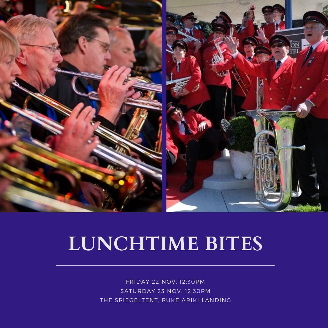 Looking for some afternoon delight? Our Lunchtime Bites are where it's at! The Great Taranaki Steam Band &amp; The Devon Hotel New Plymouth Brass will be heating up the afternoons this Spiegel Fest. 🔥 Grab your tickets today: link in bio