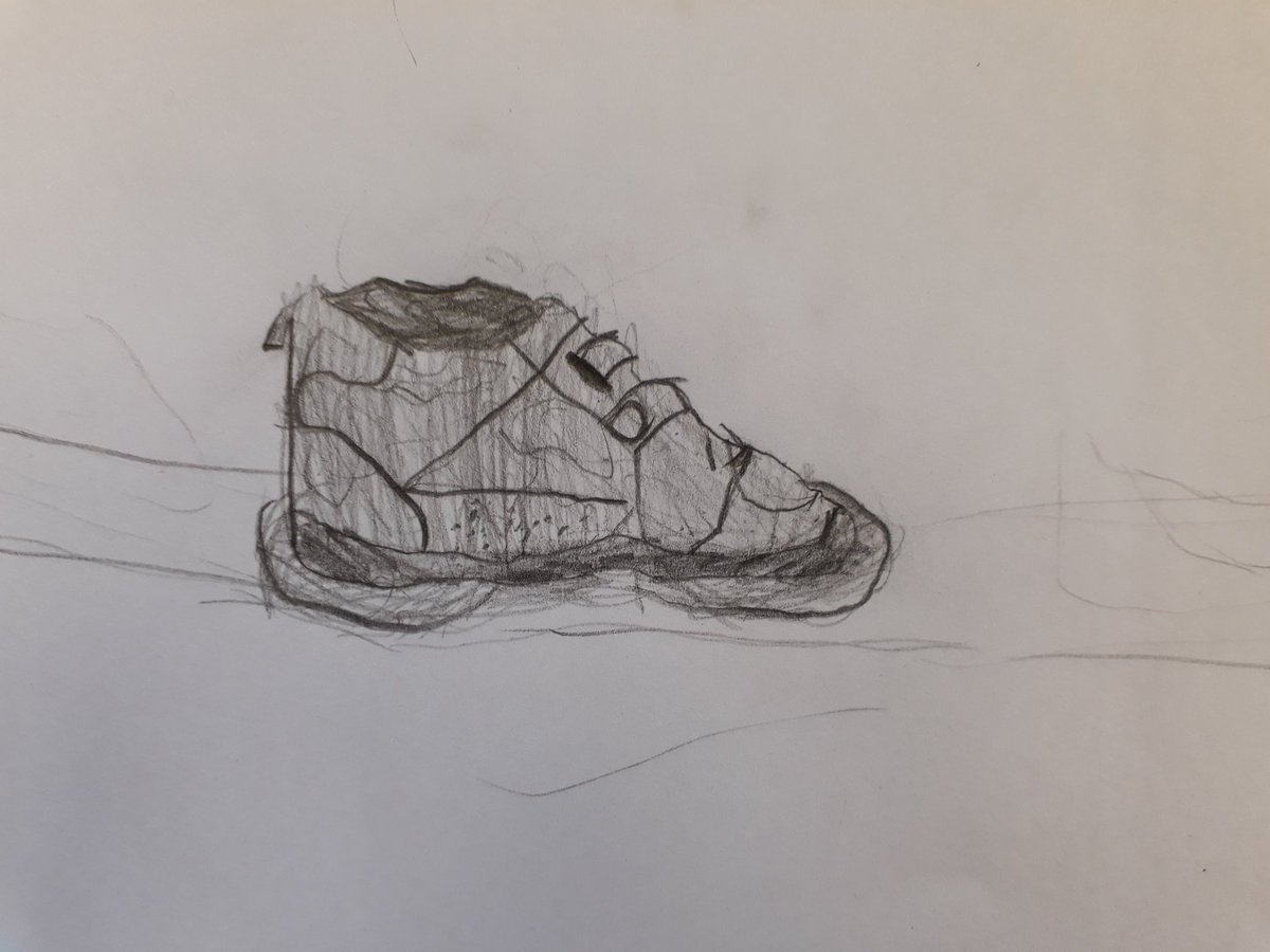 JulieBegen's tweet photo. Fantastic yr3 shoe #drawings. Shape, tone, function. Comparison with Viking Jordik boot. #primaryart #WhitehallPrimary https://t.co/HsyhR55htL