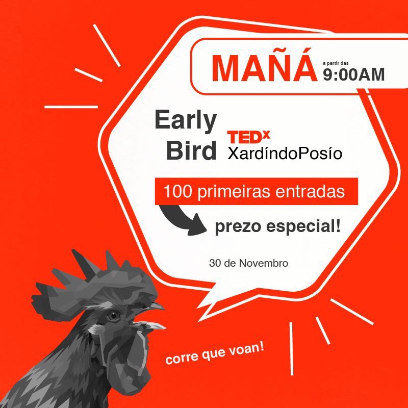 #Entradas co 60% y 40% de #desconto 😳😳
¡Só para os 100 máis listos! 🏃🏼‍♀️🏃‍♂️💨💨 

👉 TEDxXardindoPosio.com

#30deNovembro #TEDXardindoPosio 
#TEDx #Ourense #TEDxenOurense 
<a href="/TEDxXardinPosio/">TEDxXardíndoPosío</a>