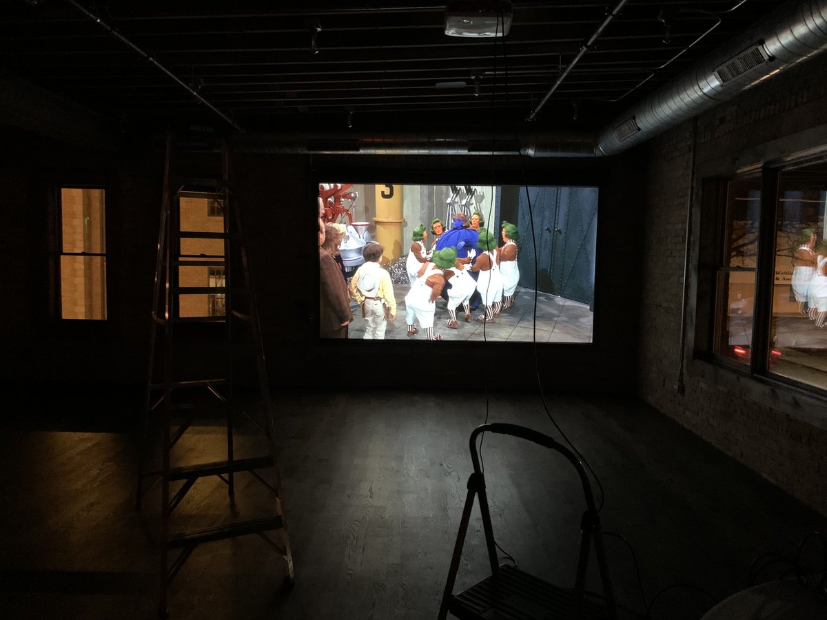 Projector is in! Can't wait to show movies in the event space! #chocolatefactory