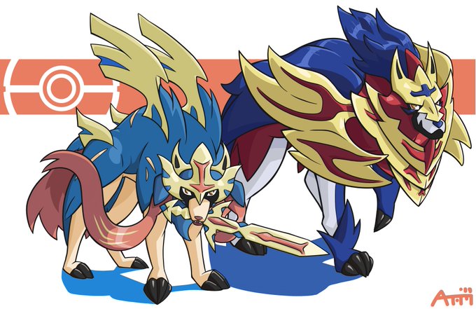 zacian and zacian (pokemon) drawn by hftran1203