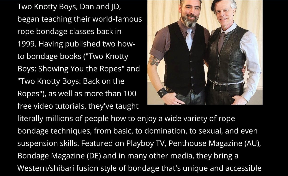 TwoKnottyBoys's tweet photo. Come to Dark Odyssey Surrender https://t.co/AOOHR4JGKS Nov 29 - Dec 1 @DarkOdyssey in Santa Clara as Two Knotty Boys celebrate 20 years of teaching bondage by leading 3 of our most popular workshops. #DOS19 https://t.co/M4hG3BeK2p