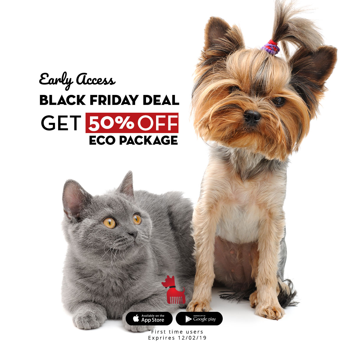 GroomitApp's tweet image. Tag People Edit
Post Caption
Great News! 🔥⁠
We have some amazing Black Friday deals going on.⁠
Get a whopping 50% off on Eco Package and let your fur ball get groomed in style!⁠
Promo code: BLACKECO⁠
*First time users only⁠