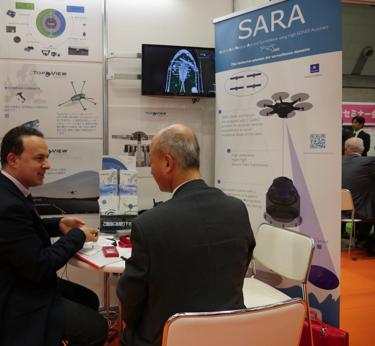 SARAproject's tweet photo. During the Construction&amp;Building Technologies Show in Tokyo, #theSARA #RPAS was indicted to be useful in the Construction market for lifting construction materials and monitoring systems for horizontal yards to lower scaffolds installation costs for security applications. https://t.co/7TANXz3yfV