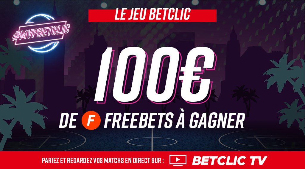 😎 Remporte 100€ de Freebets et deviens le nouvel #MVPBetclic 🏀

❓ Combien de shoots Doncic va t-il rentrer face aux Rockets ?

Pour participer 👉 RT + ton prono avec #MVPBetclic