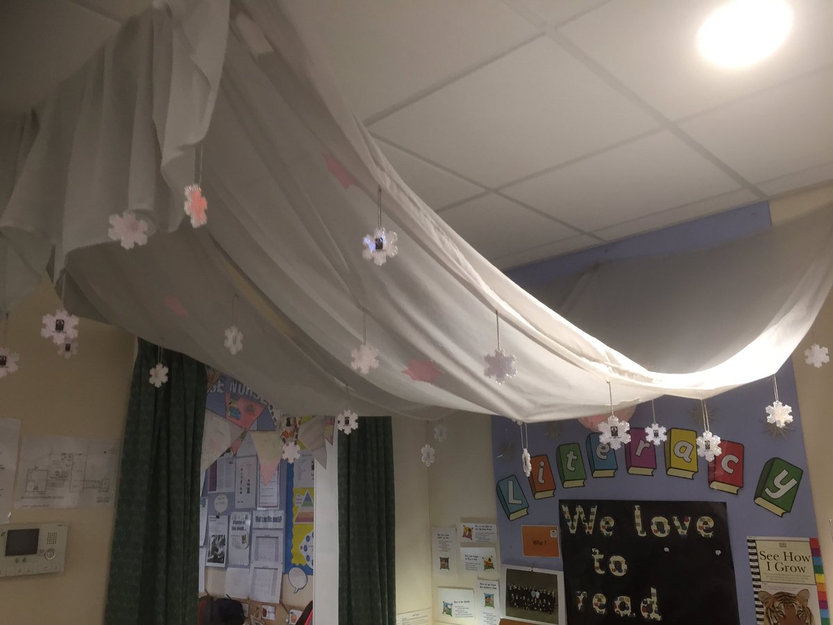GatehseNursery's tweet image. My Lunchtime job today - seeing sparkles onto our star canopy in the quiet corner! #engagingenvironments
