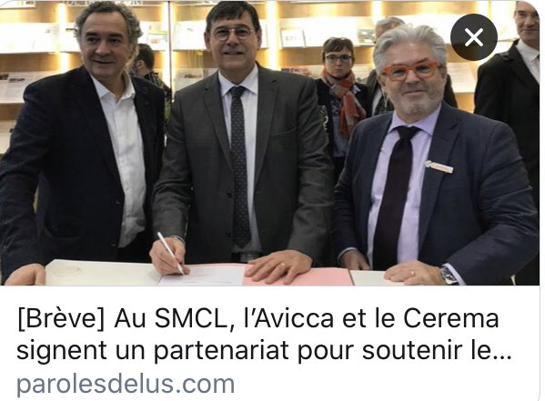 [Brève] Au #SMCL, l’Avicca et le Cerema signent un partenariat pour soutenir les territoires intelligents 

🌐parolesdelus.com/actualites/sma… 
 #collterr #numerique #transfoNum