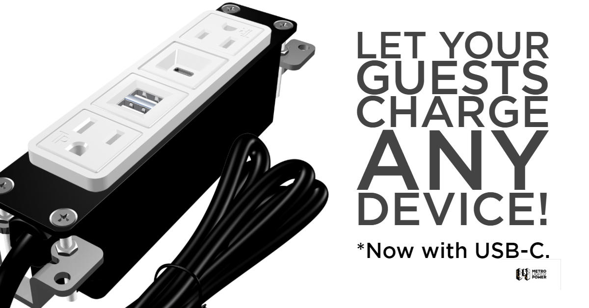 Learn how our “Plug &amp; Play“ Power/Data Outlets make recharging easy for your guests. metrolightandpower.com