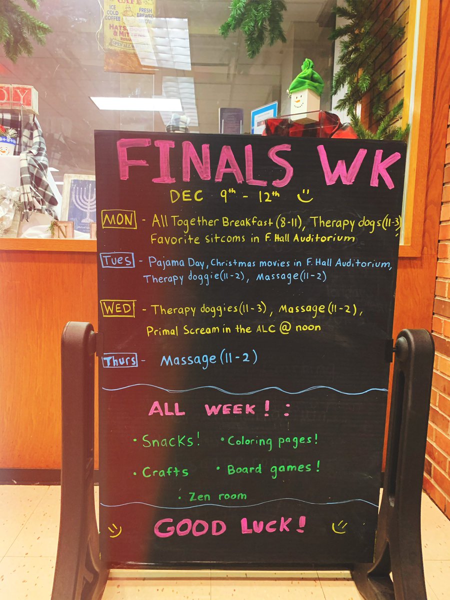 Upcoming Finals Week activities in the ALC!