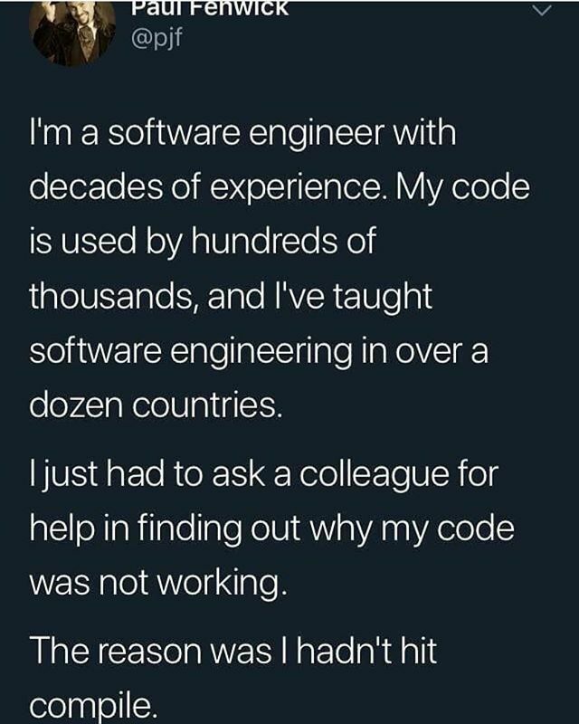 studytonight's tweet image. Hahahaha
.
.
.
#studytonight #programmers #programming #softwaredeveloper #softwareengineer #webdevelopers #webdeveloper #webdevelopment #webdev #programmer #development #developer #facebook #linux #hack #hacking #code #technology #coding #codinglife #co… ift.tt/33eU6Q1