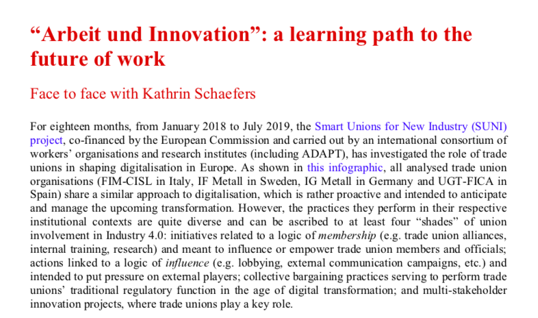 ilaria_armaroli's tweet photo. While working on @ProjectSuni, I was struck by the extraordinary effort made by @IGMetall to concretely shape #digital transformation in workplaces. 
There is a long way to go, but @A_und_I is a very good start. 
Italian #unions take note! https://t.co/UYuqblsruV https://t.co/fcyvGTN82L