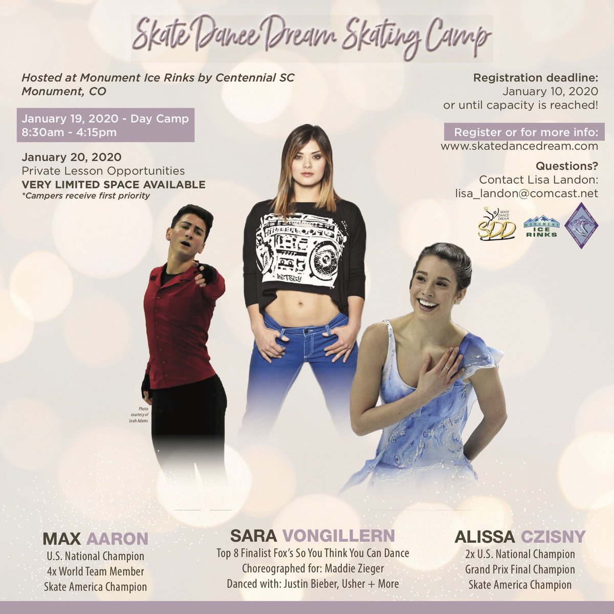 SkateDanceDream's tweet image. Excited to announce our FIRST EVER Colorado Event Jan 19, 2020 in Monument, CO! Kids, come join us and learn from our amazing faculty including US Champs, @MaxTAaron #AlissaCzisny and #SaraVonGillern!