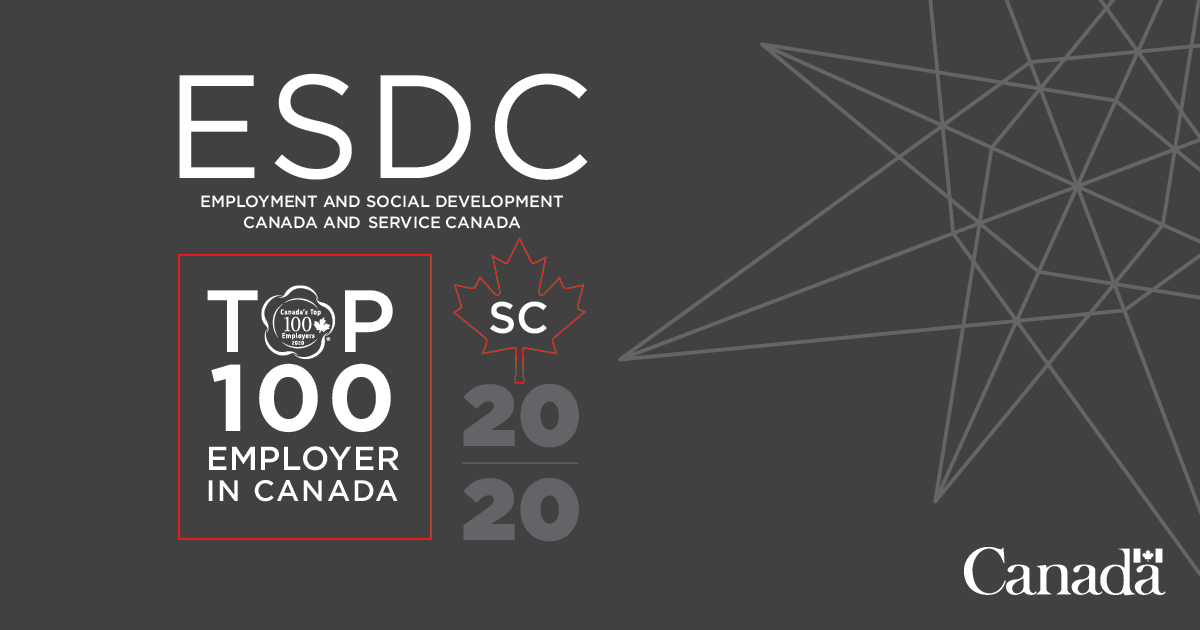 KristenShane1's tweet photo. Congratulations to #ESDC for being named one of Canada’s #TopEmployers2020! 🏆 Félicitations à #EDSC pour avoir été nommé l’un des #100MeilleursEmployeurs au #Canada pour 2020! #ESDCTop100Employers #EDSC100MeilleursEmployeurs https://t.co/RzoCGWCFld