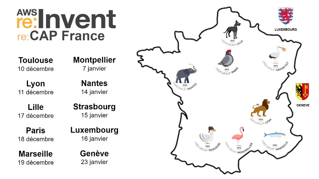 Vous ne pouvez pas assister à AWS re:Invent à Las Vegas en décembre ? Inscrivez-vous pour un résumé par <a href="/sebsto/">Sébastien ☁ Stormacq 🇺🇦</a> dans l'un des user groups AWS près de chez vous : amzn.to/35oiY9z