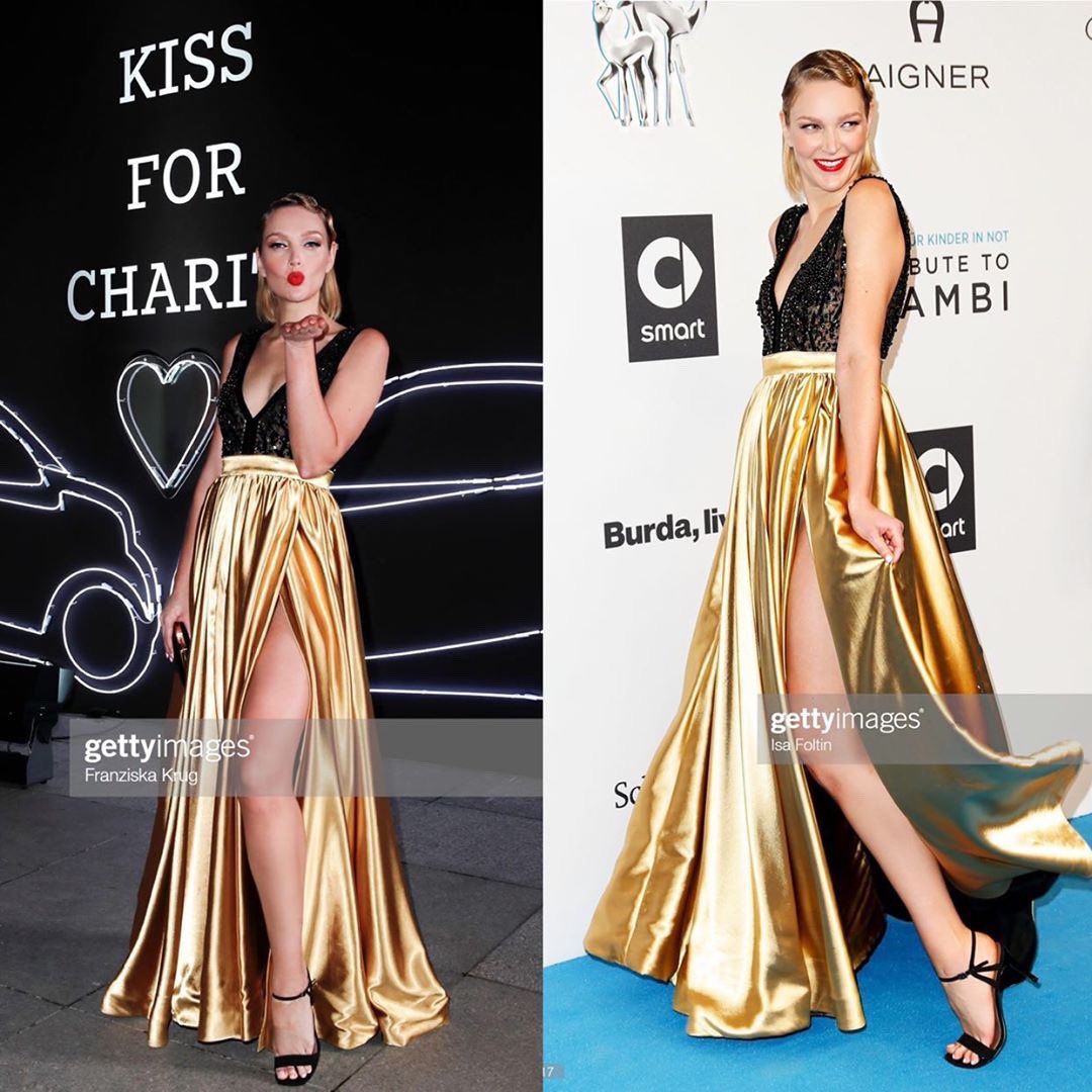 PONER_official's tweet photo. Victoria Jancke! A wonderful lady, actress, model and presenter born in Berlin. On the top of that Victoria is also the ambassador for the Tribute to Bambi Charity. It wasn’t the first time Victoria wore our dress and certainly not the last time. This Thank you Victoria ❤ https://t.co/boCCZRPjab