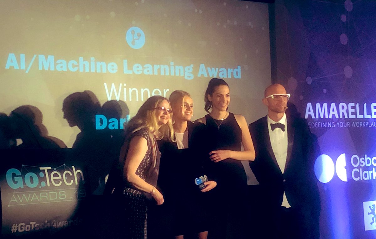 Darktrace's tweet image. Our world-beating AI receives recognition weekly. Last night, we took home the AI &amp;amp; Machine Learning Award at the Go:Tech Awards 2019. #GoTech19
