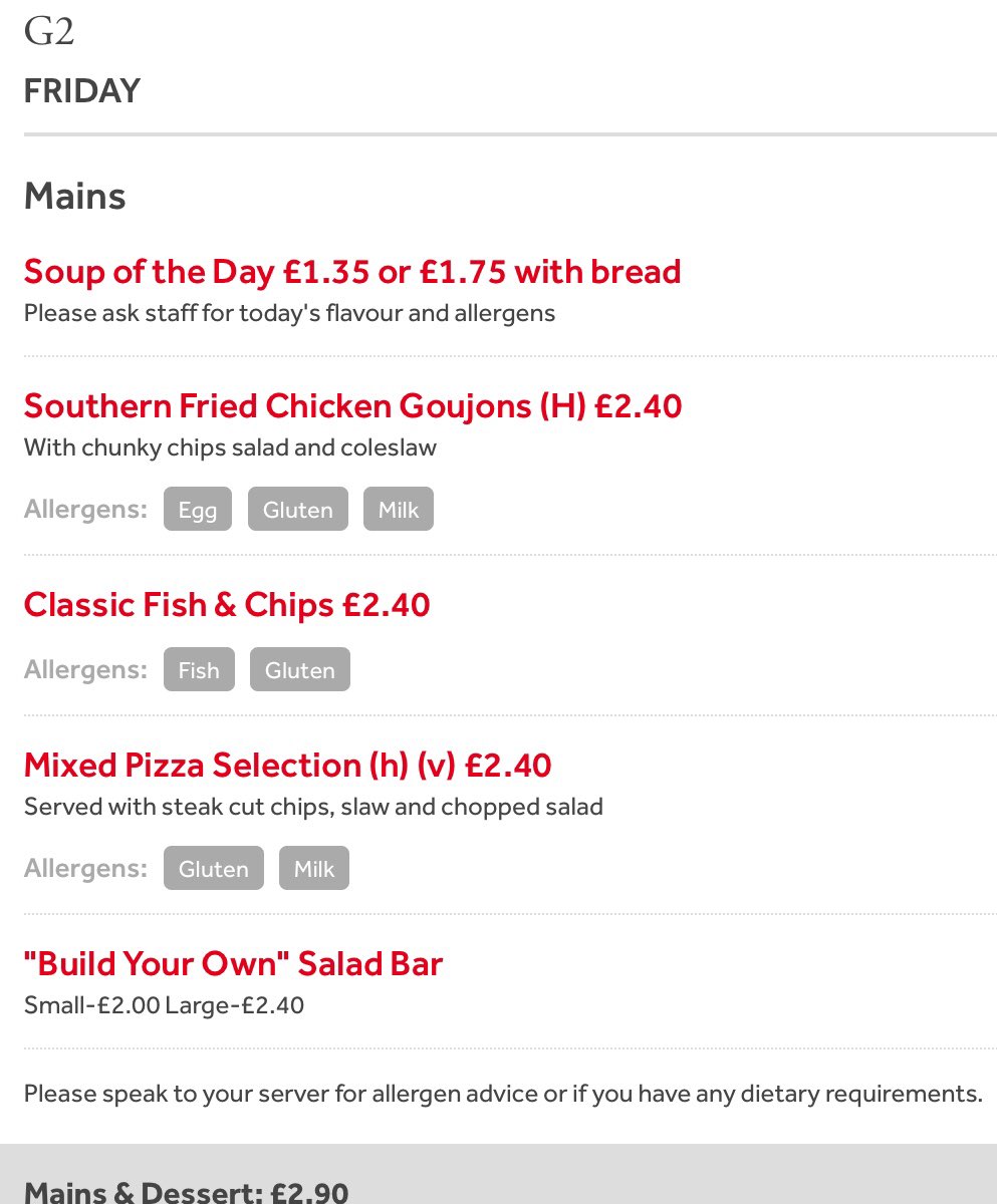 HGS_g2's tweet photo. Menus for#Friday https://t.co/CE8j2CBlWk