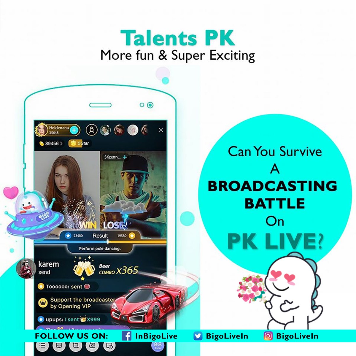 BigoLiveIn's tweet photo. Have you tried the PK Challenge yet? 🤔
Try it today, You'll love it 😍
📲Download the Bigo Live App 👉 https://t.co/r65en08MVf
#PkChallenge #LiveStreaming #BigoLive #BigoLiveIndia https://t.co/liw23su4sG