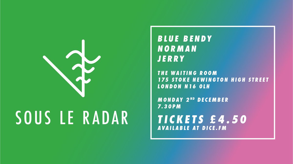 If you believe in all of that #NewMusicFriday malarkey (&amp; even if you don’t) grab a ticket to our next night <a href="/WaitingRoomN16/">The Waiting Room</a>!

#Newmusic! Not one to miss!

Performing are:

<a href="/bluebendyband/">Blue Bendy</a> 
Norman_Band
Jerry_Band

TIX £4.50 on <a href="/dicefm/">DICE</a> 👇

link.dice.fm/BrQT5dQuD1